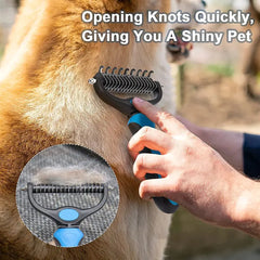 2-in-1 Pet Deshedding Rake: Painlessly Removes Knots and Loose Hair