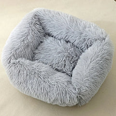 Square plush cat bed