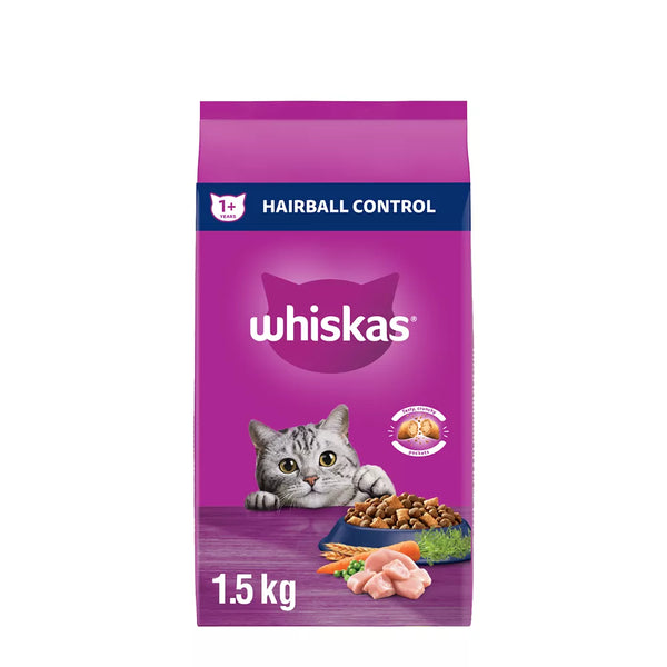 Whiskas Adult  Dry Cat Food Hairball Control, Real Chicken Flavour