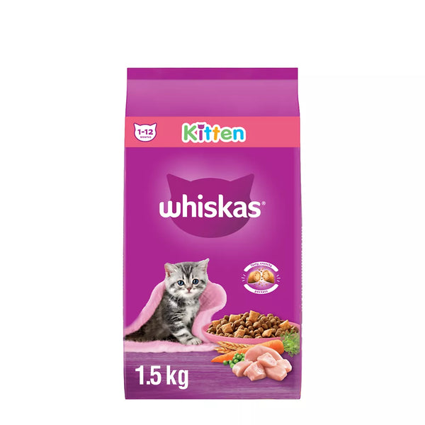 Whiskas Dry Kitten Food With Chicken For Cats 1-12 Months, High Protein