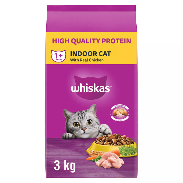 Whiskas Adult Dry Cat Food For Indoor Cats - With Real Chicken
