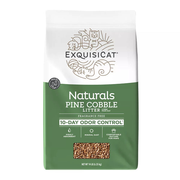 ExquisiCat Litter Multi-Cat Pine Cobble Cat Litter - Unscented, Low Dust, Natural