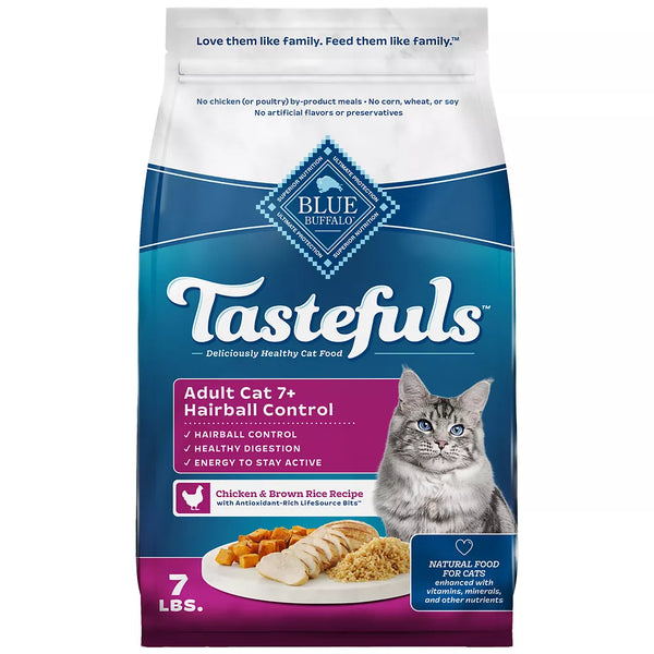 Blue Buffalo® Tastefuls™ Hairball Control Adult 7+ Dry Cat Food - Natural, Chicken & Brown Ric