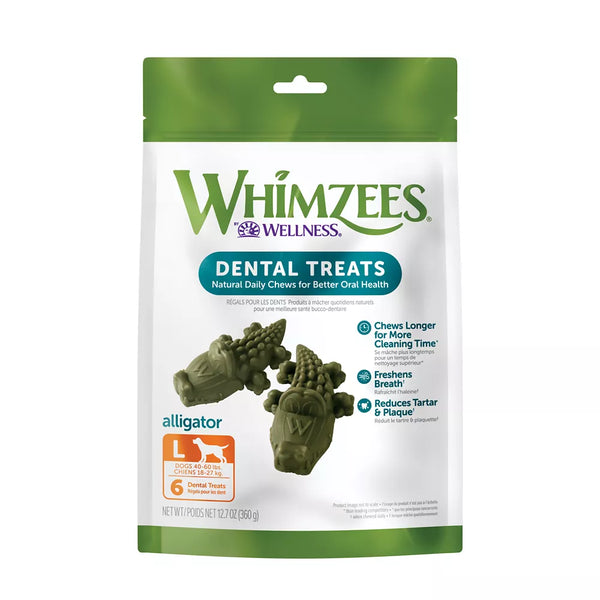 WHIMZEES Alligator Large Dental Dog Treat - Natural, Gluten Free