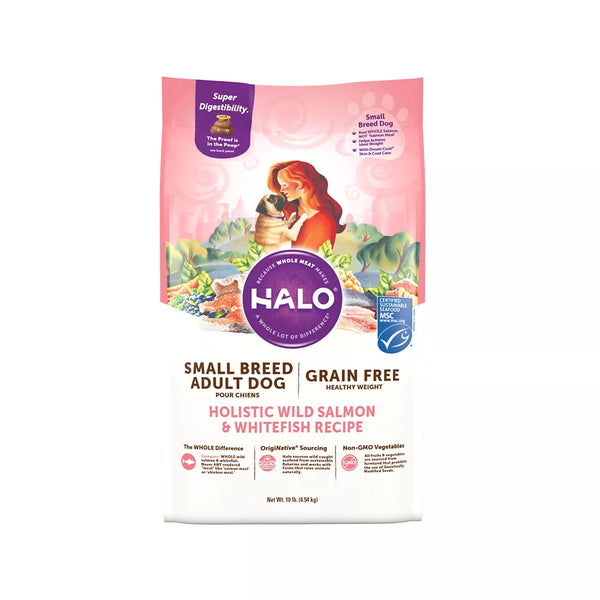HALO® Small Breed Adult Dog Food - Natural, Grain Free, Holistic Wild Salmon & Whitefish Recipe