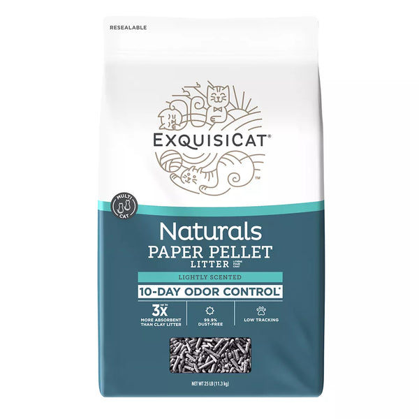 ExquisiCat Litter Multi-Cat Paper Pellet Cat Litter - Scented, Low Dust, Low Tracking, Natural