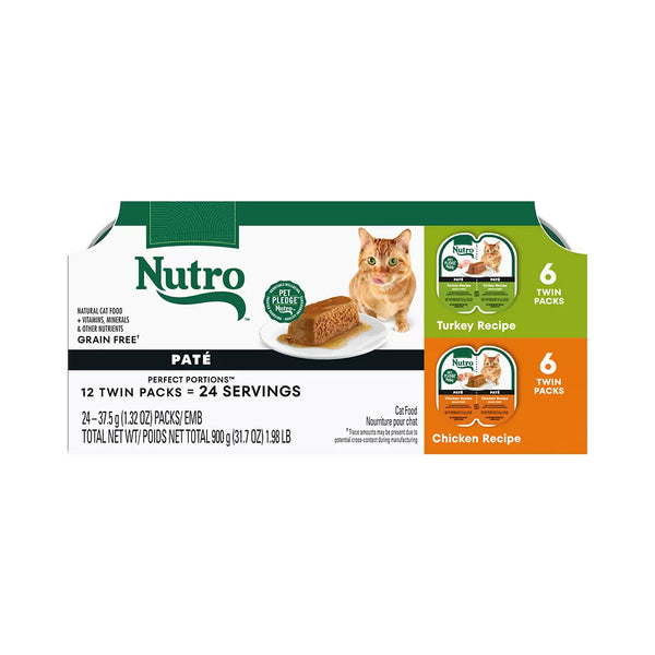 Nutro Perfect Portions Pate Adult Wet Cat Food - Non-GMO, Grain Free, Variety Pack, 12 Count