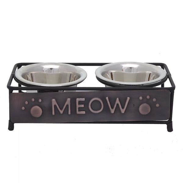 Whisker City® "Meow" Double Diner Cat Bowl, 0.5-cup