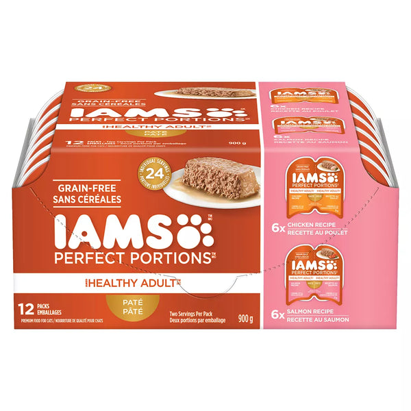 Iams® Perfect Portions Healthy Adult Cat Food - Grain Free, Multipack, Chicken & Salmon