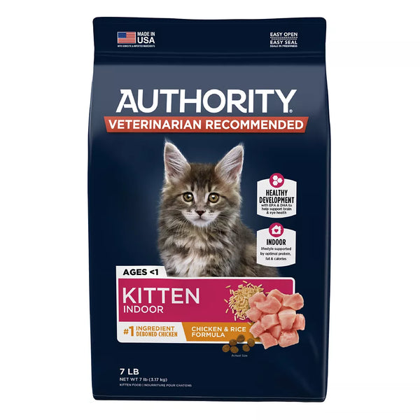 Authority® Everyday Health Indoor Kitten Cat Dry Food - Chicken & Rice, With-Grain