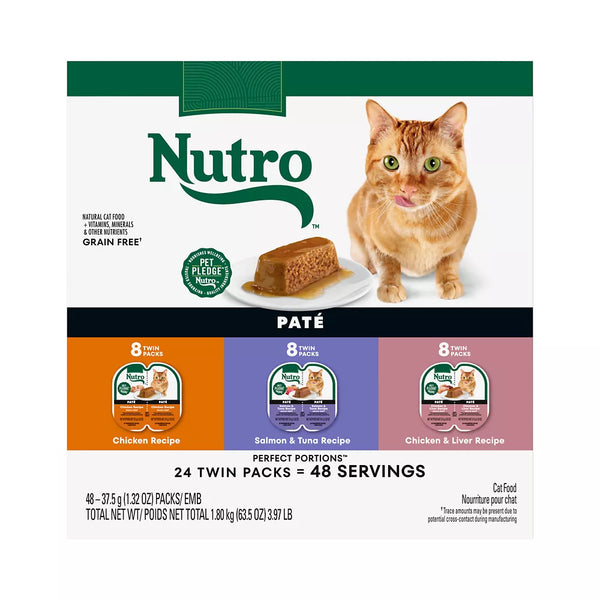 Nutro Perfect Portions Wet Chunks Adult Wet Cat Food - Non-GMO, Grain Free, Variety Pack, 24 Count