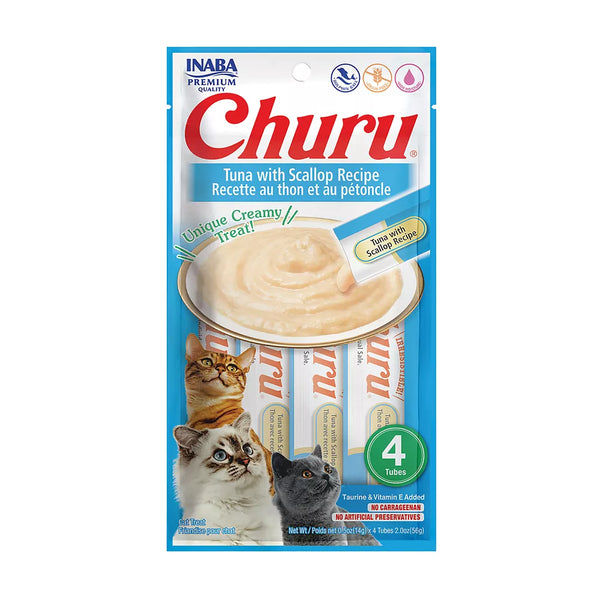 Inaba Churu Creamy Puree Lickable Cat Treat - Tuna with Scallop