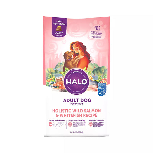 HALO®  DreamCoat Adult Dog Food - Natural, Holistic Wild Salmon & Whitefish Recipe
