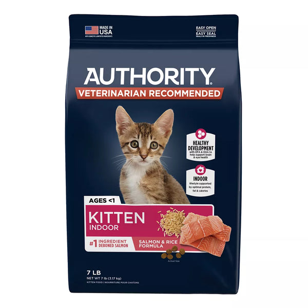 Authority® Everyday Health Indoor Kitten Cat Dry Food - Salmon & Rice, With-Grain