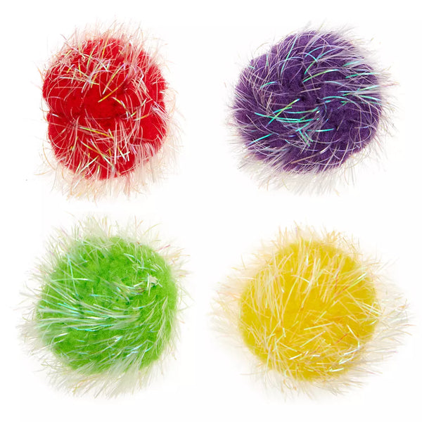 Whisker City® Tinsel Balls Cat Toys - 4 Pack (COLOR VARIES)