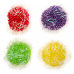 Whisker City® Tinsel Balls Cat Toys - 4 Pack (COLOR VARIES)