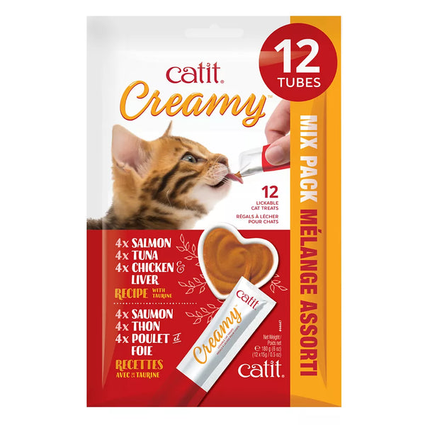 Catit® Creamy™ Lickable Cat Treat - Assorted Flavours, 12 Pack