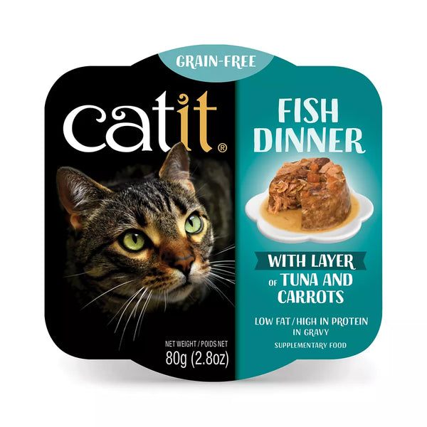Catit® Fish Dinner Adult Cat Food with Tuna and Carrots in Gravy, Low Fat