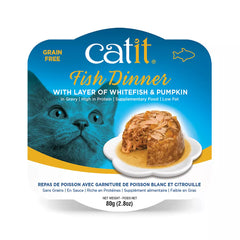 Catit Dinner Wet Cat Food - Fish  with Layer of Whitefish & Pumpkin, 75g (2.65oz)