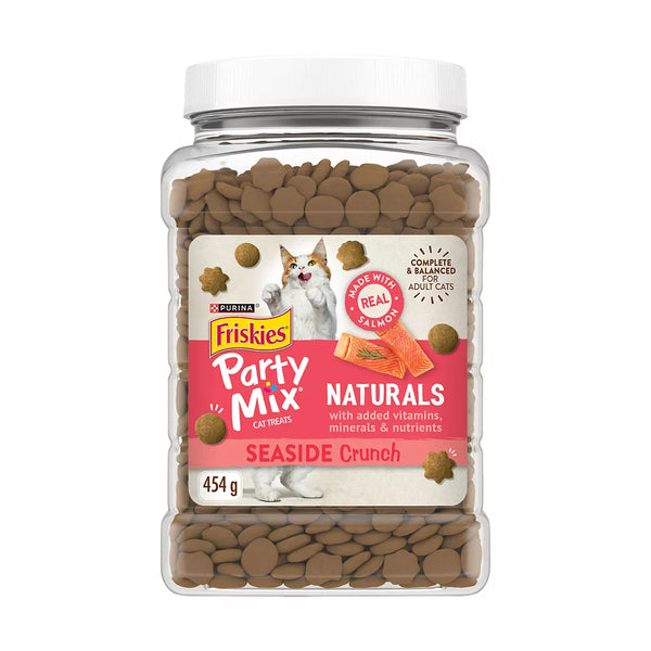 Friskies Party Mix Cat Treats Naturals Seaside Crunch with Real Fish, 454 g