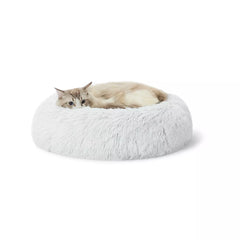 Whisker City® White Mohair Fur Donut Cat Bed