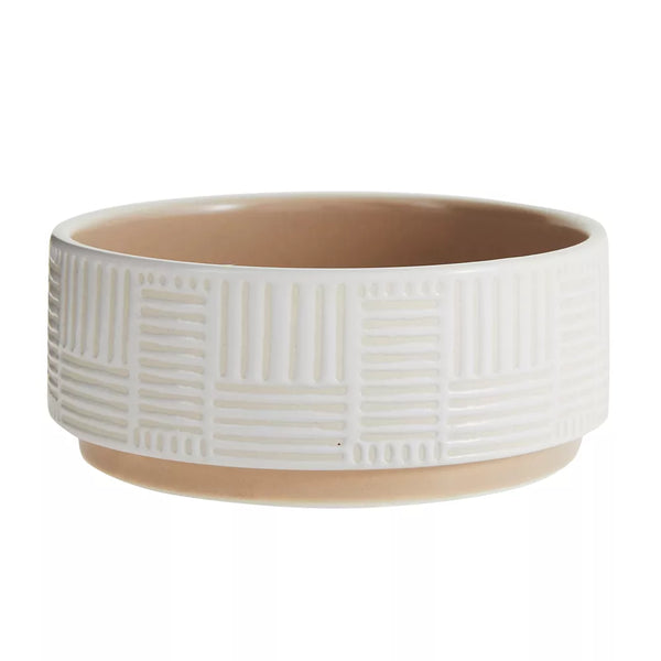 Full Cheeks™ Small Pet Cross Hatch Ceramic Bowl