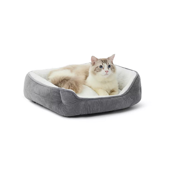 Whisker City® Grey Rose Stitch Cuddler Cat Bed