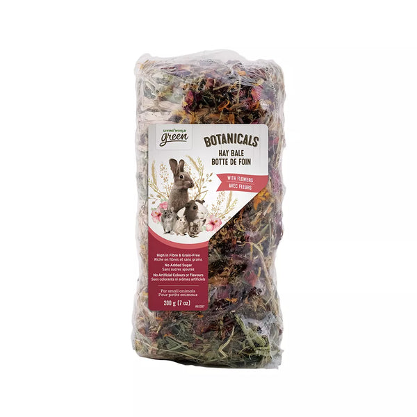 Living World Green Botanicals Hay Bale with Flowers Small Pet Treat