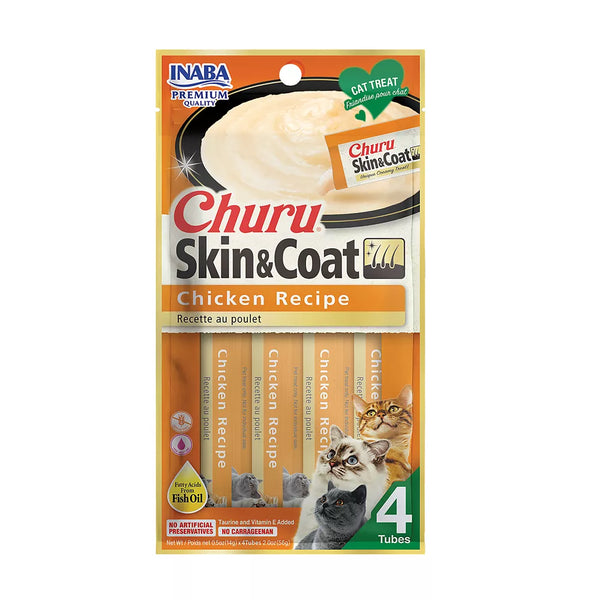 INABA Churu Skin & Coat Care Puree Lickable Cat Treats - 2 oz
