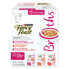 Fancy Feast® Broths Seafood Bisque Wet Cat Complement Variety Pack