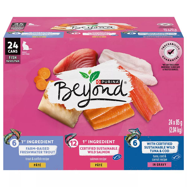 Beyond Wet Cat Food Fish Variety Pack, 85 g x 24 Cans