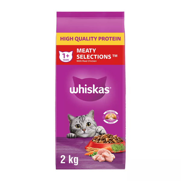 Whiskas Adult Dry Cat Food Meaty Selections With Real Chicken