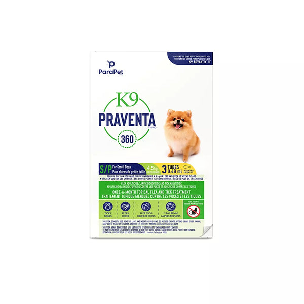 K9 Praventa 360 Topical Flea & Tick Treatment for Dogs - Small Dog - up to 4.5 kg