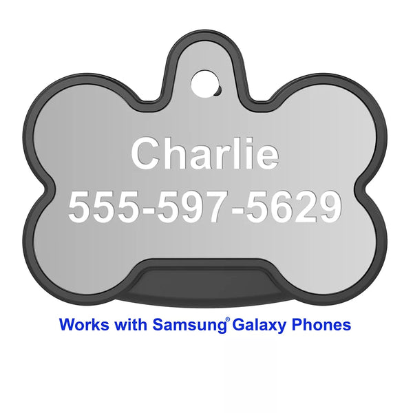 YIP Smart Tag Dog Bone Personalized ID Tag and Tracker - Works with Samsung Galaxy Smartphones