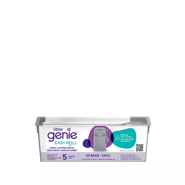 Litter Genie Easy Roll Refill All Stages Cat - 20 Refill Bags, Odor Locking Barrier Technology
