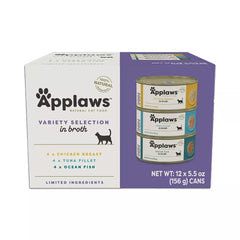 Applaws Adult Cat Food in Broth - With Grain, 5.5 oz Variety Pack