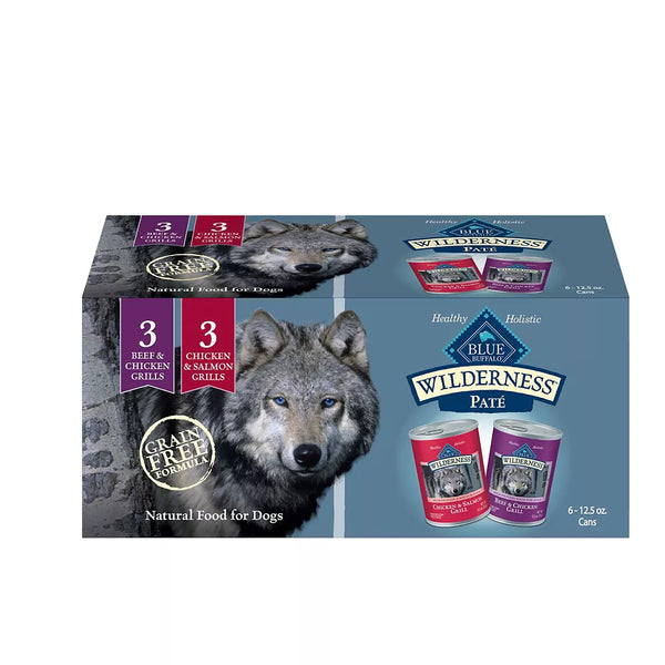 Blue Buffalo Wilderness Variety Pack Adult Wet Dog Food - Grain Free, 12.5 oz, 6 Count