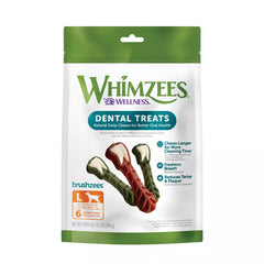 Whimzees Brushzees Large Dog Dental Treats - Vegetable