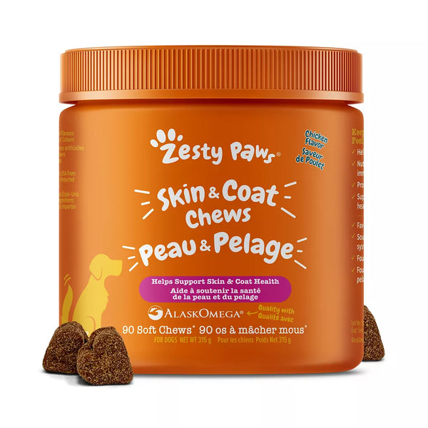 Zesty Paws Omega Chews Dog All Life Stages - Chicken, Soft Chews