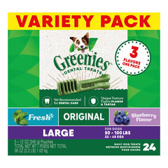 Greenies Large Natural Adult Dog Dental Treats Variety Pack - Original, Minty & Blueberry