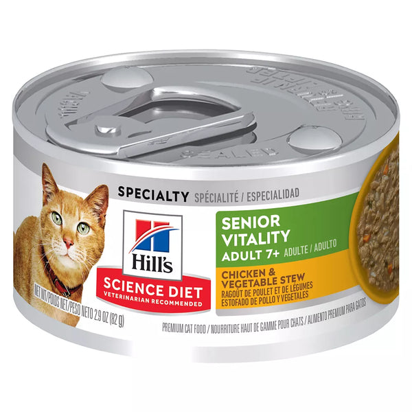 Hill's Science Diet Adult 7+ Senior Vitality Cat Food - Chicken & Vegetable Stew