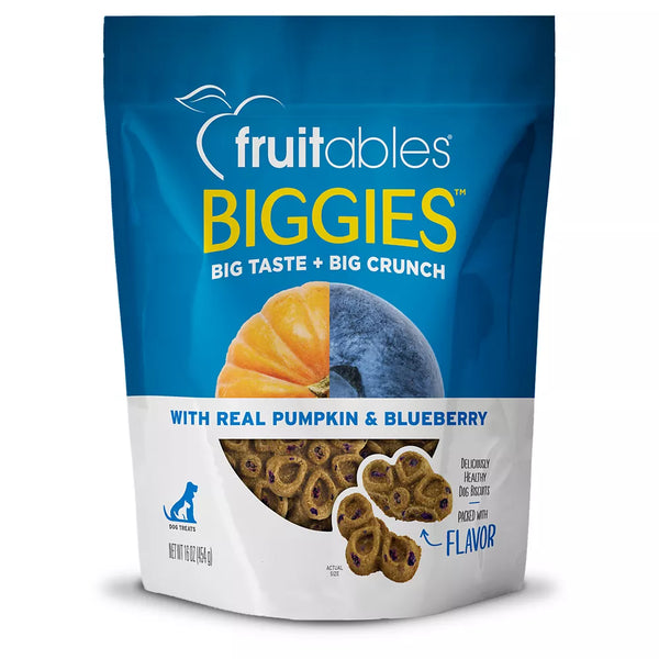 Fruitables Biggies Crunchy Dog Treats - Pumpkin & Blueberry