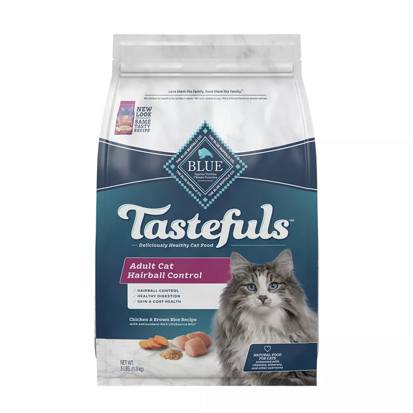 BLUE Tastefuls Adult Dry Cat Food -  Hairball Control, Natural, Chicken & Brown Rice