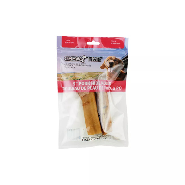 Chew Time 5' Rolls Dog Treat - Pork Hide
