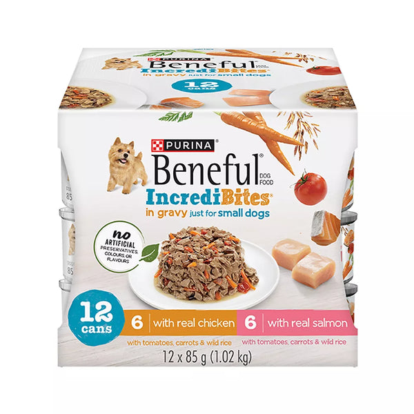 Beneful Incredibites Wet Dog Food - Real Chicken & Salmon in Gravy, Variety Pack