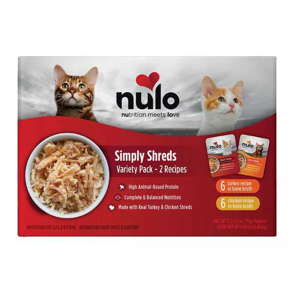 Nulo Simply Shreds Cat Food Topper - 12 Ct, Variety Pack