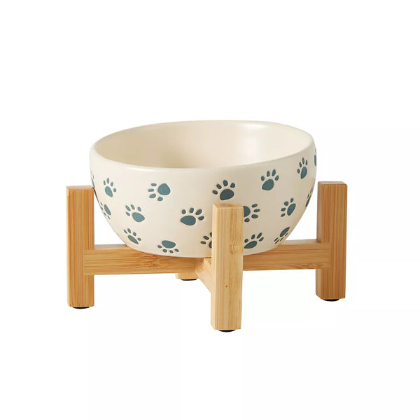 Whisker City® Blue Paws Elevated Ceramic Cat Bowl