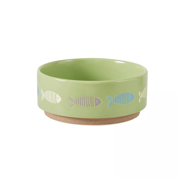 Whisker City® Green Fish Ceramic Cat Bowl