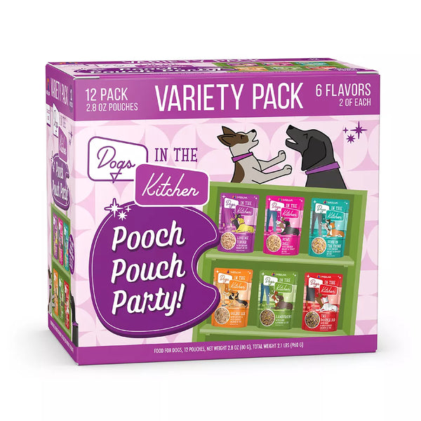 Dogs In The Kitchen Pooch Pouch Party! Wet Dog Food - Variety Pack, 12ct