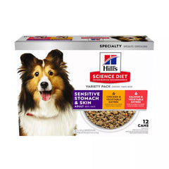 Hill's Science Diet Sensitive Stomach & Skin Adult Wet Dog Food - 12.8 oz, 12 Count Variety Pack